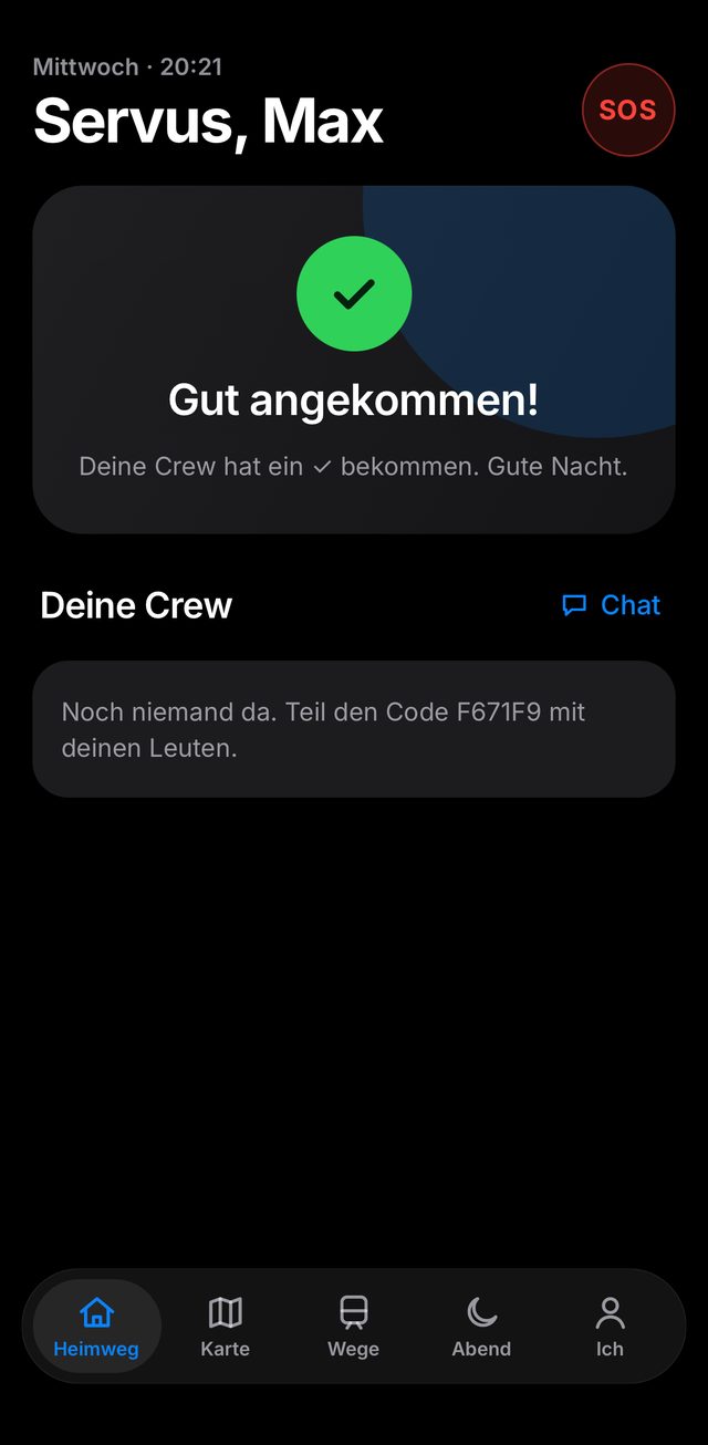 Gut angekommen: die Crew bekommt ein Häkchen