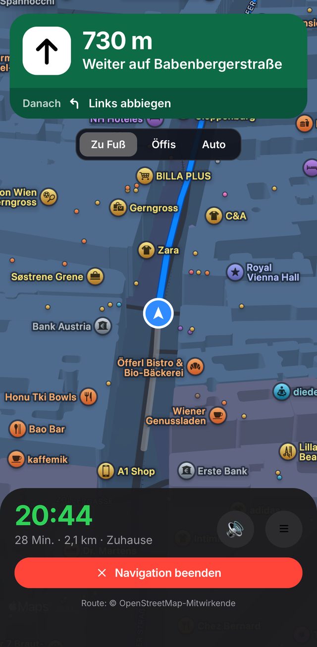 Navigation zu Fuß nach Hause